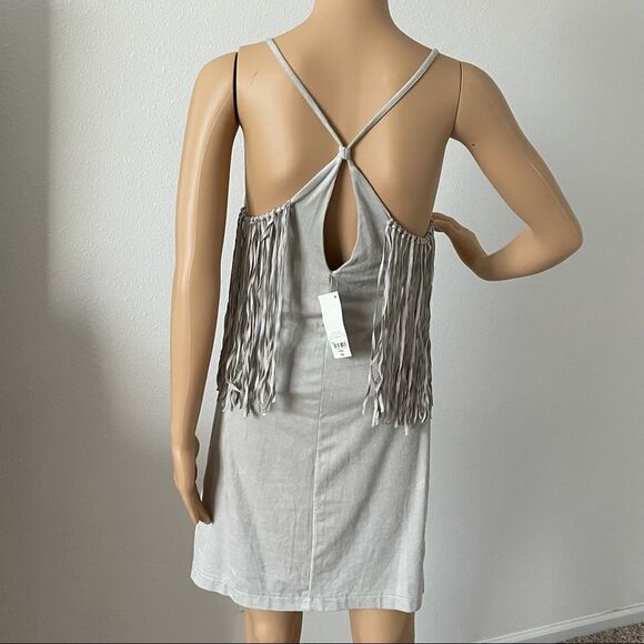 NWT Decree Fringe Mini Tank Dress Gray Size X-Small - Picture 6 of 14